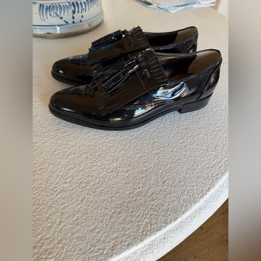 Vintage Lanvin Women’s Black Patent Leather Brogues / Loafers size 37 / 7 NWOT - Picture 6 of 7